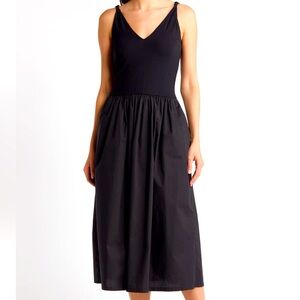 NEW Rails Franca Mixed Media Sleeveless Midi Dress in Black